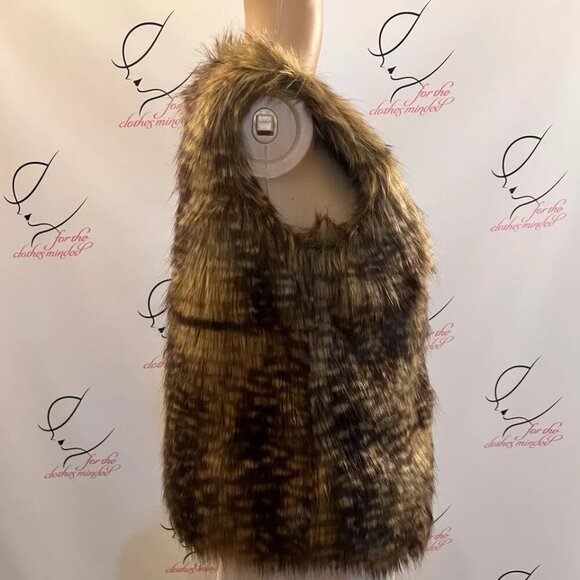 Mossimo. Size Small. Acrylic/poly Faux Fur Print Lined Vest. Open Front. GB - Picture 3 of 7